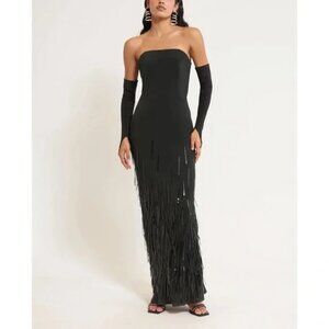 NWT Cult Gaia Anisa Silk Strapless Black Gown